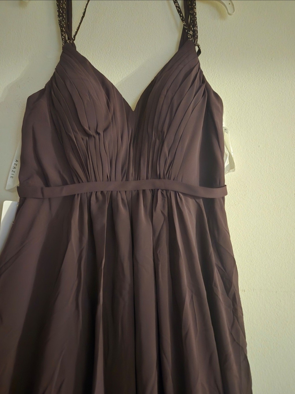 Azazie Strapless Plum A-Line Chiffon Dress